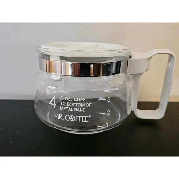 Mr. Coffee BL6 PR6 PR6D TR40 Replacem 4 Cup Pot Decanter White Fits Other Brands - Picture 4 of 5
